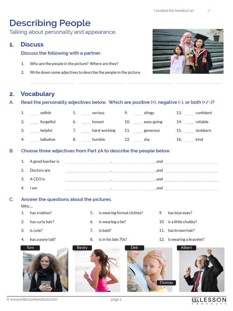 Describing People Student Pdf Human Appearance