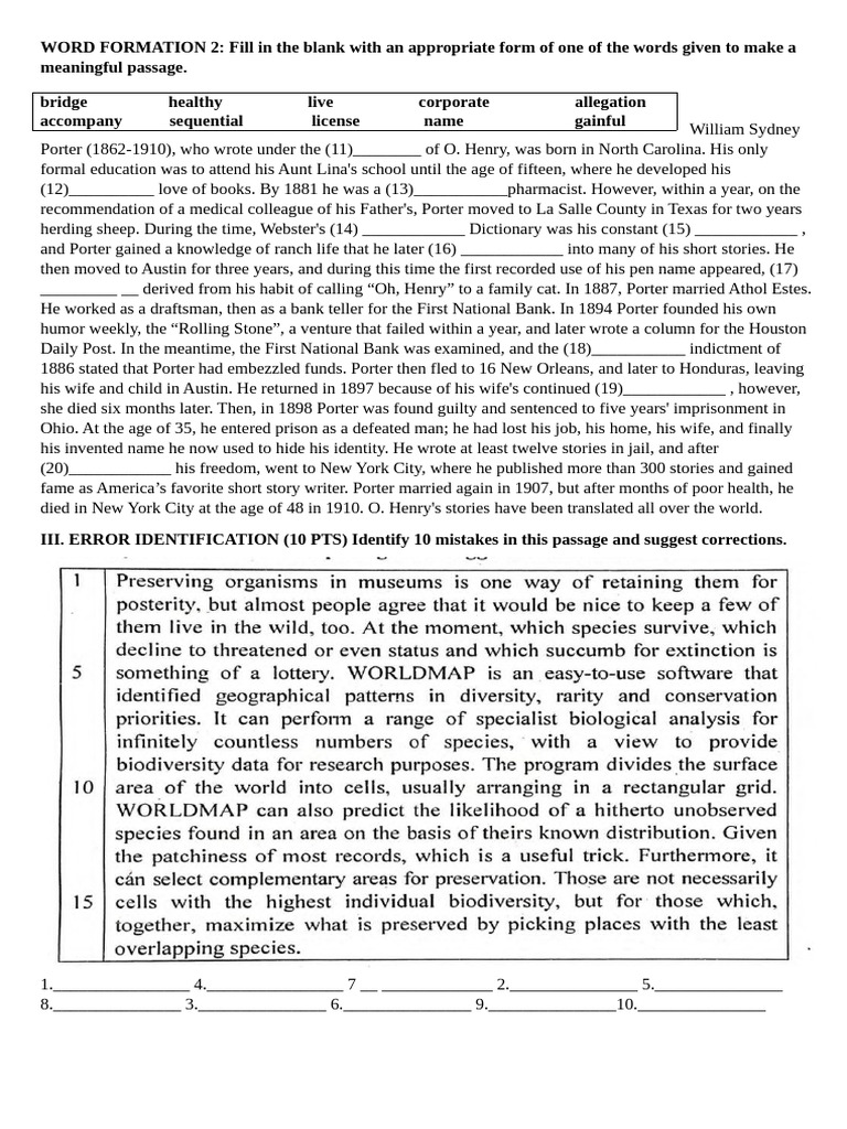 Word Formation&error Identification | PDF | Climate Change | Oak
