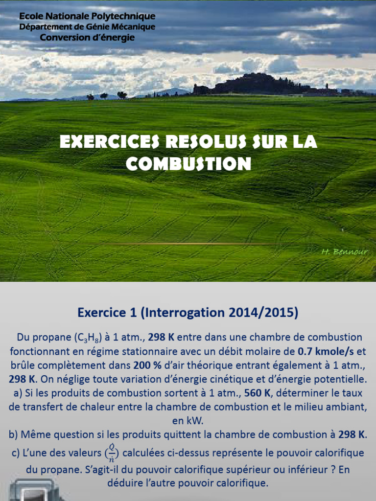 Exercices corrigés sur la combustion | PDF | La combustion | Combustible
