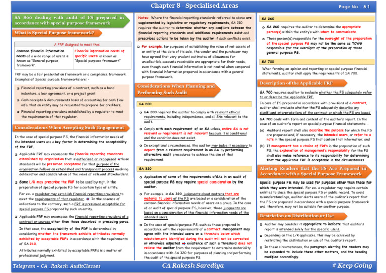 SA 800 CA FINAL AUDIT | PDF | Financial Statement | Auditor's Report