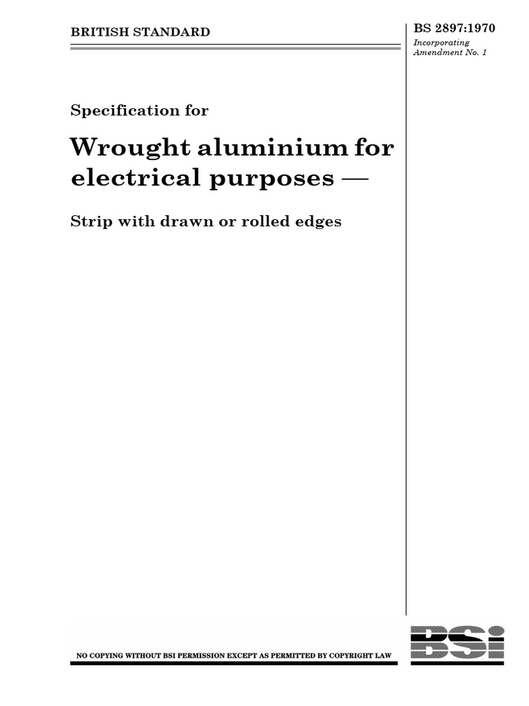 BS 2897:1970 Aluminium Electrical Strip | PDF | Metals | Non Ferrous Metal