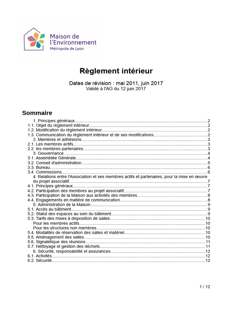 Règlement Intérieur de l'Association | PDF | Vote | Conseil d ...