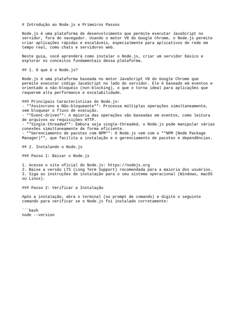 Introdução Ao Nodejs E Instalação Pdf 