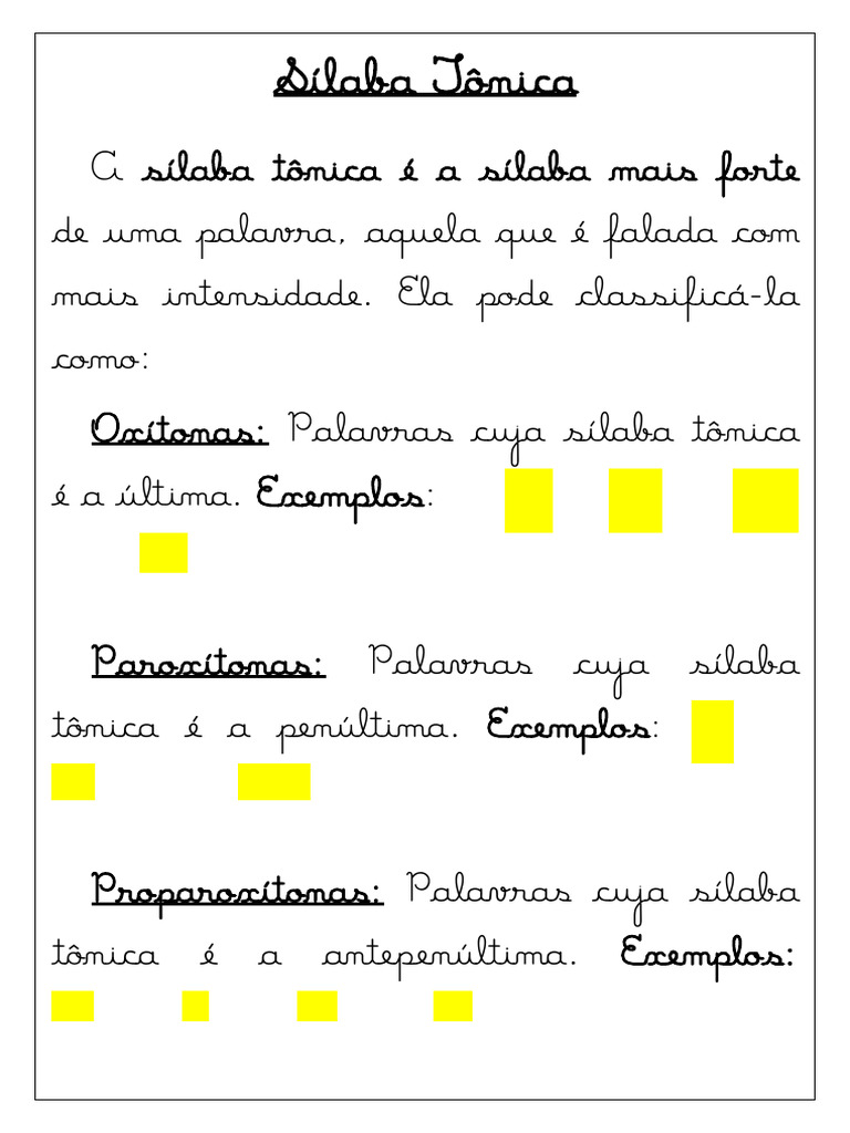 Classificação da Sílaba Tônica | PDF