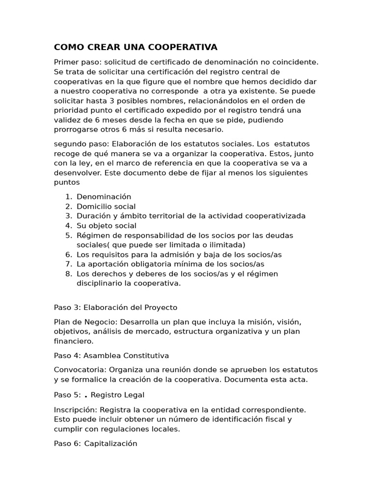 Guía para Crear una Cooperativa | PDF | Cooperativa | Democracia