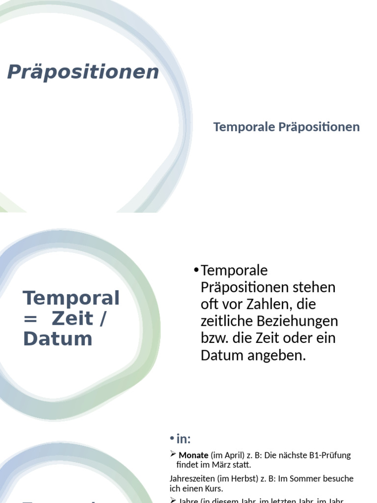 Temporale Präpositionen - 025318 | PDF