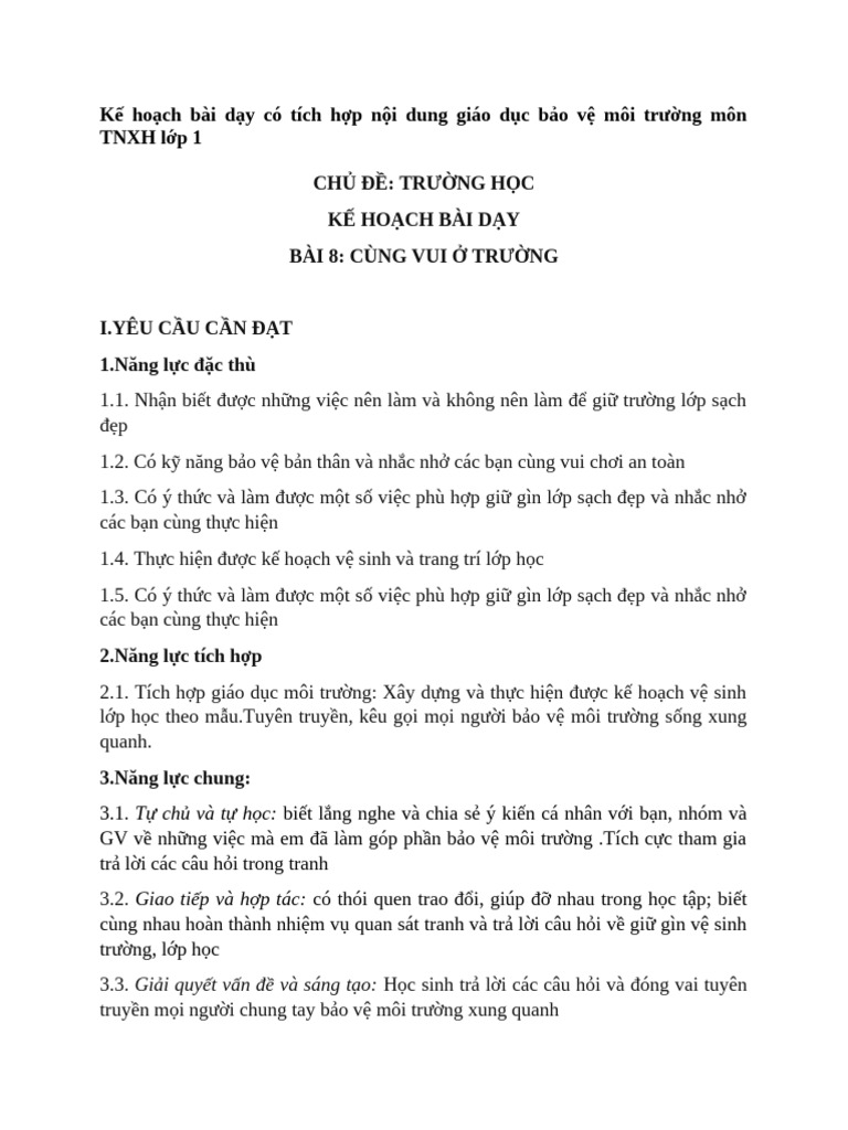 KẾ HOẠCH BÀI DẠY | PDF