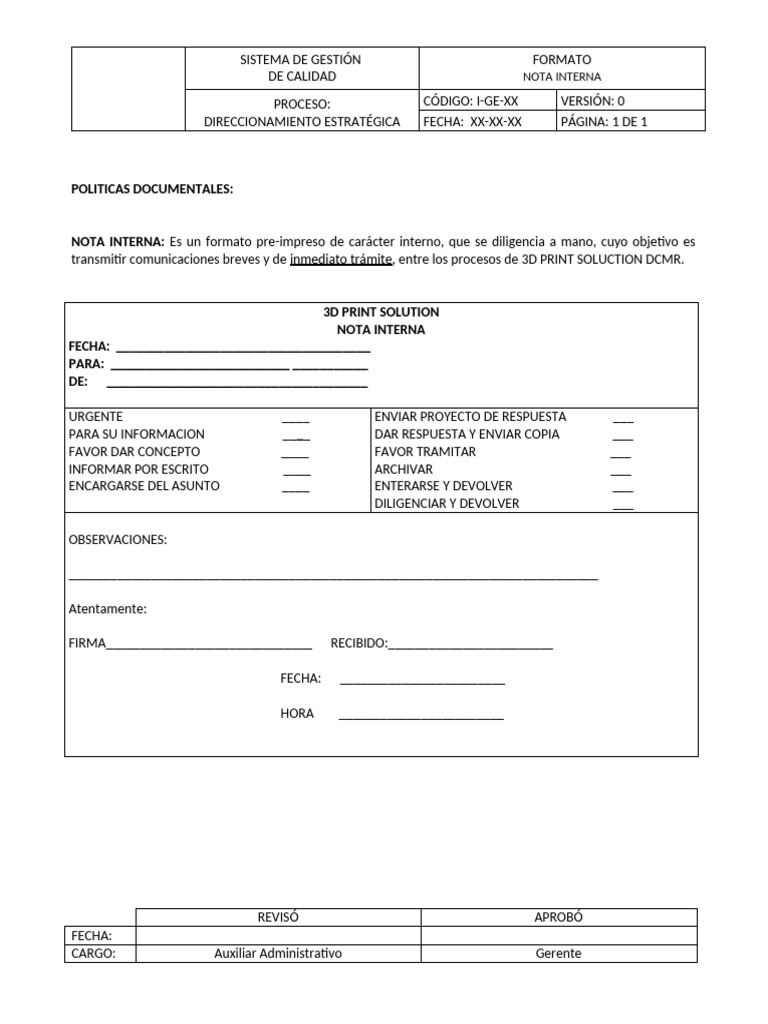 Nota Interna #1 | PDF | Finanzas y administración del dinero | Computadoras