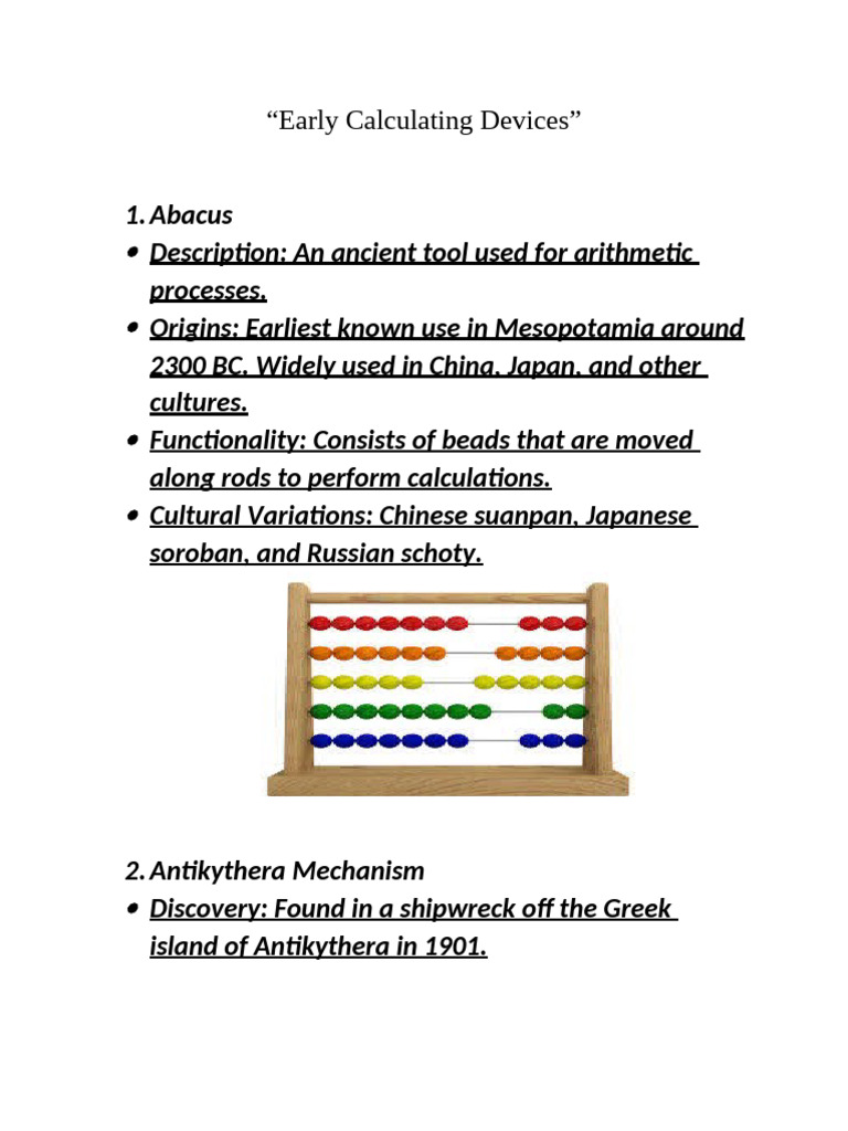 Early Calculating Devices | PDF | Travel | Technology & Engineering