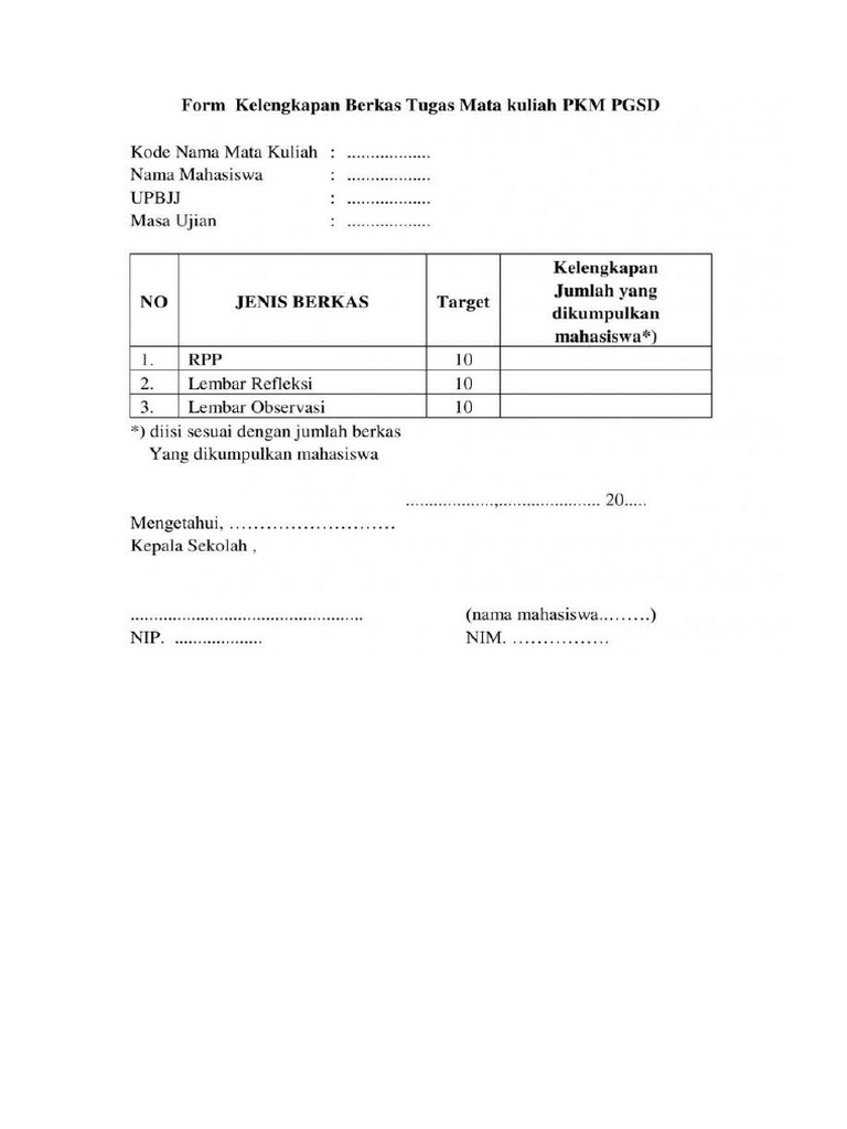 Form Kelengkapan Berkas | PDF