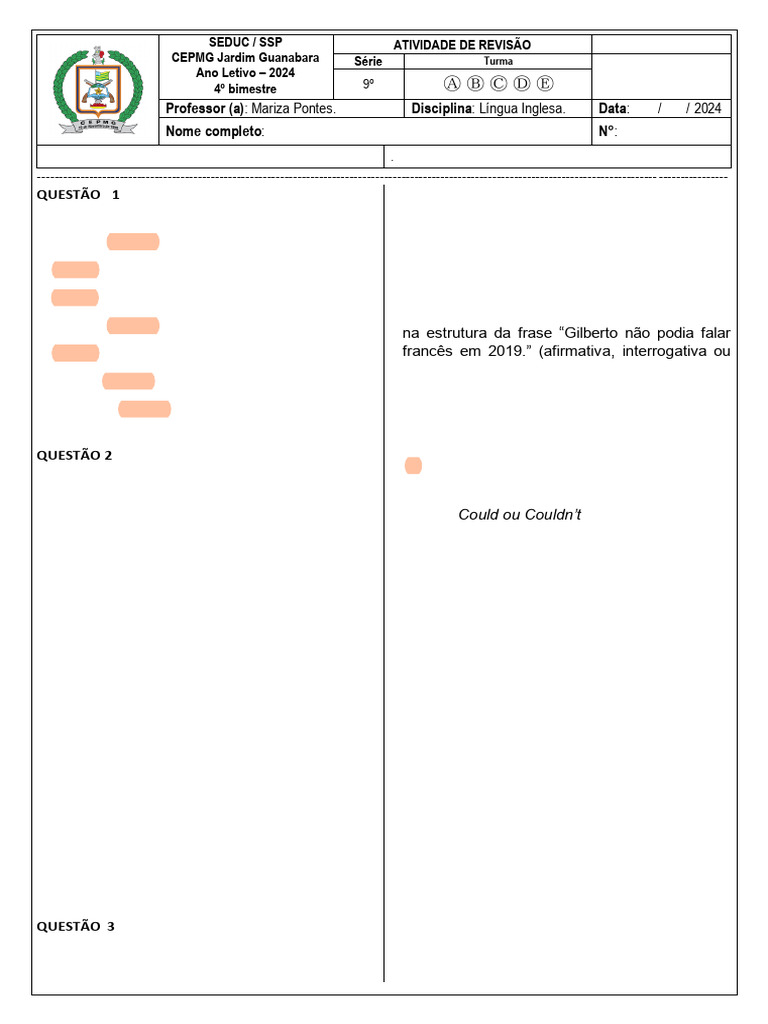 Atividade de Revisão | PDF
