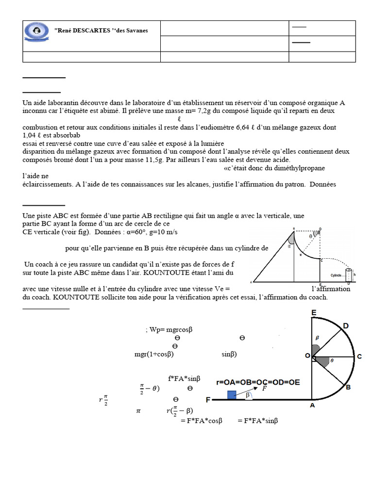 Rene Descartes 1ere D | PDF | Chimie | Quantité
