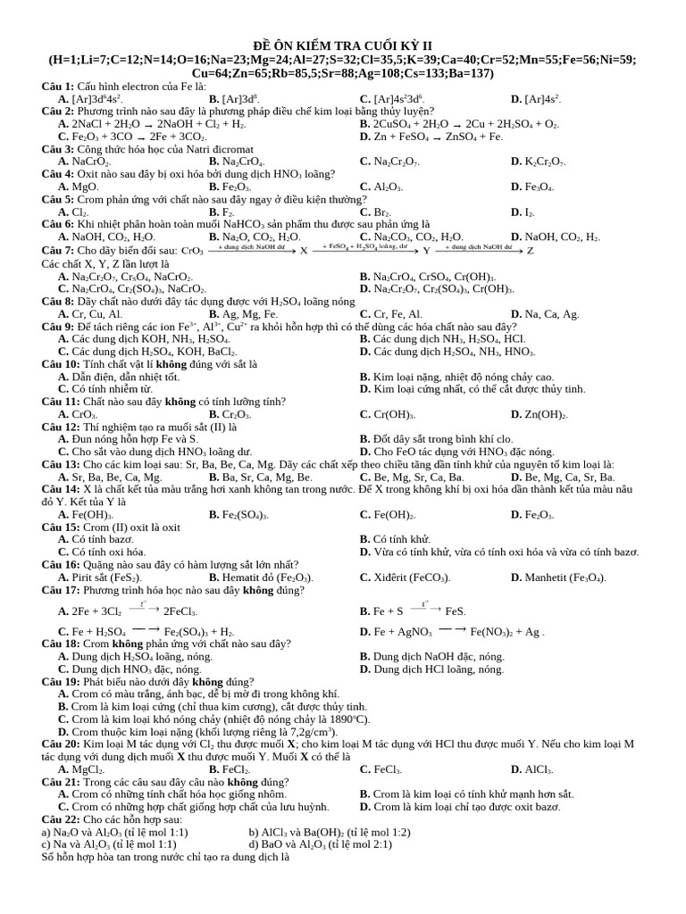 Đề Hóa CKII (TT) | PDF