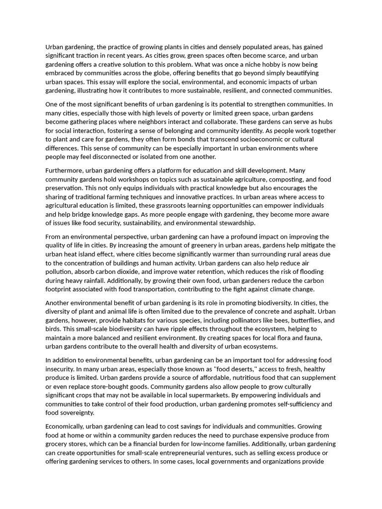 The Impact of Urban Gardening On Communities | PDF | Urban Agriculture ...