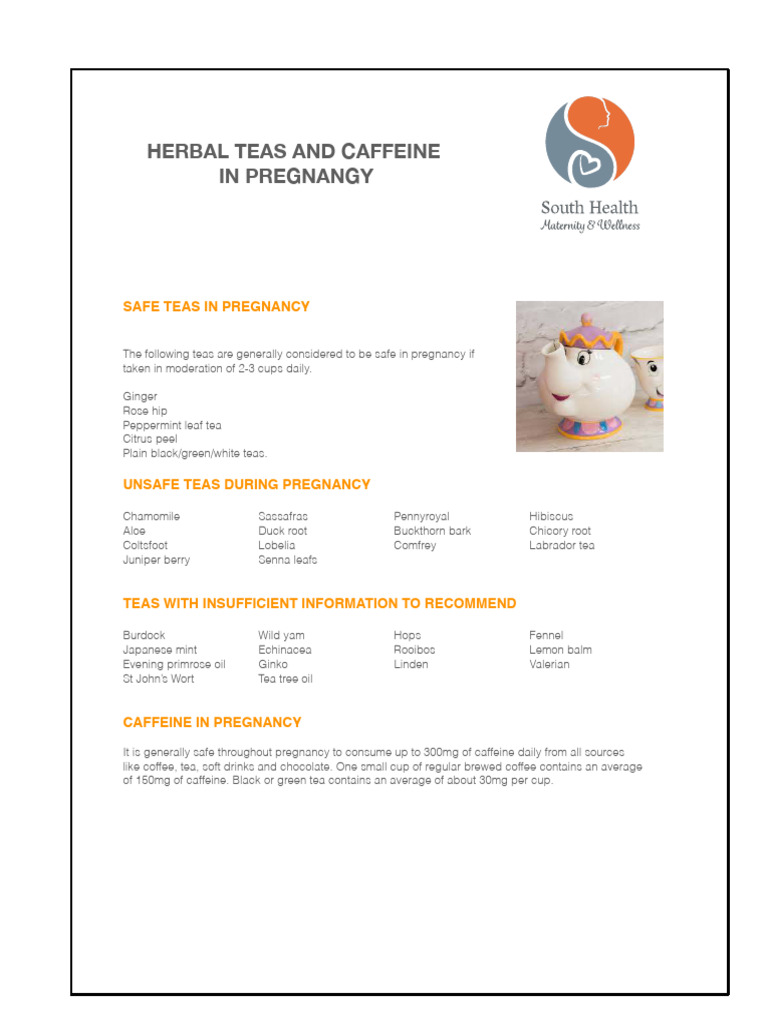 Herbal Teas and Caffeine in Pregnancy | PDF | Wellness