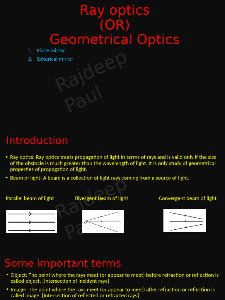 Key Concepts in Ray Optics | PDF | Reflection (Physics) | Optical Fiber