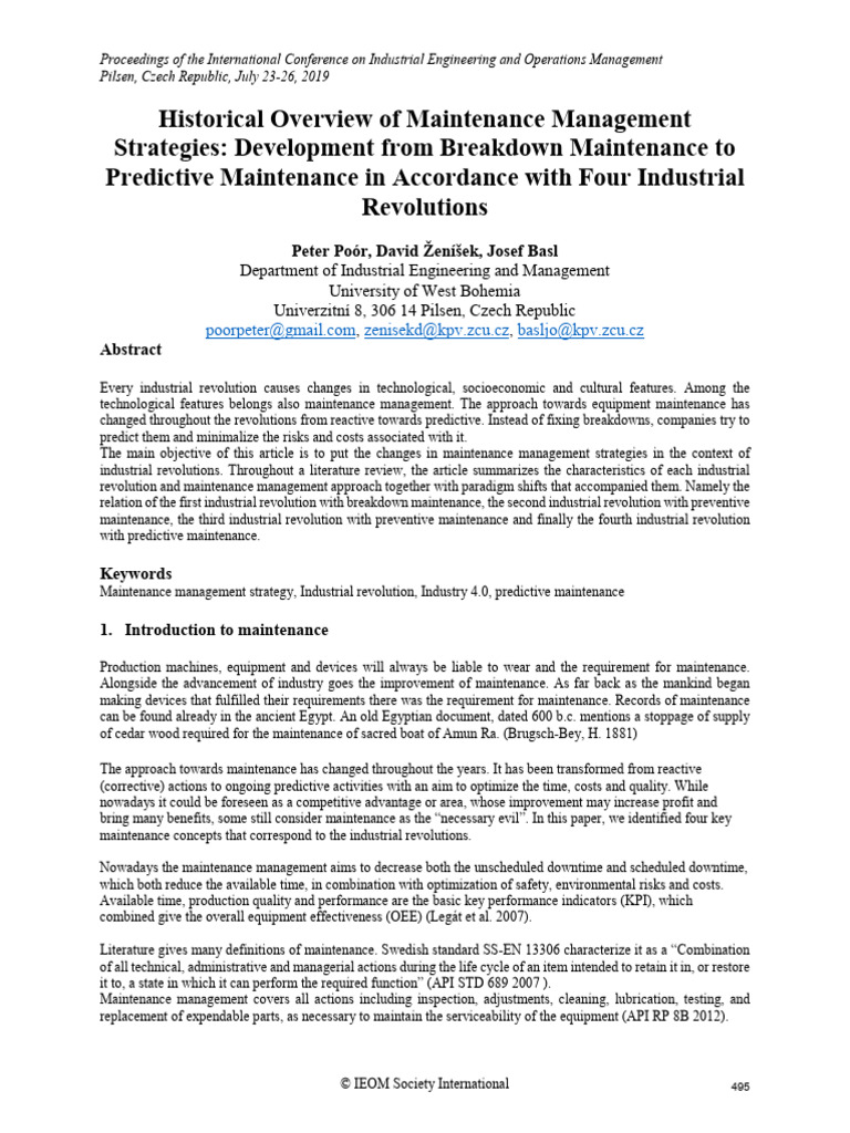 Maintenance Management Through Industrial Revolutions | PDF ...