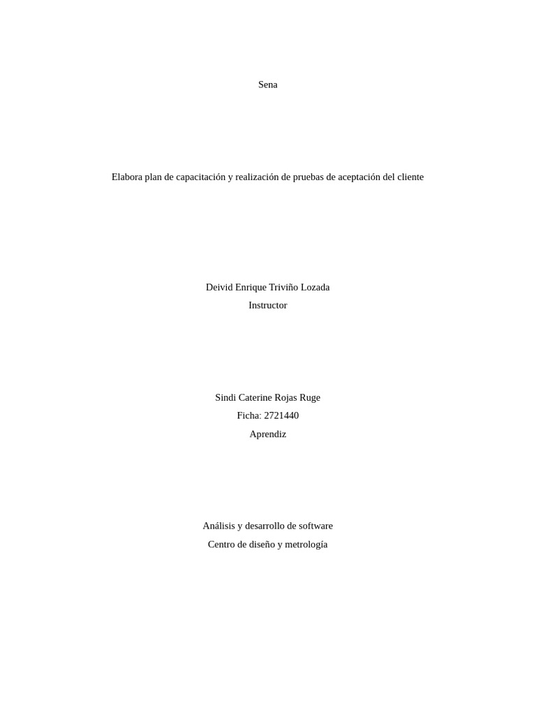 Plan de Capacitación y Pruebas de Aceptación | PDF | Crecimiento ...