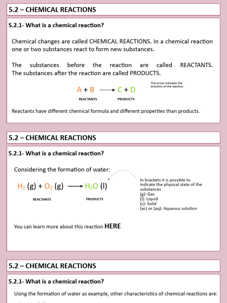 5.2.1 What Is A Chemical Reaction | PDF | Chemical Reactions | Chemical ...