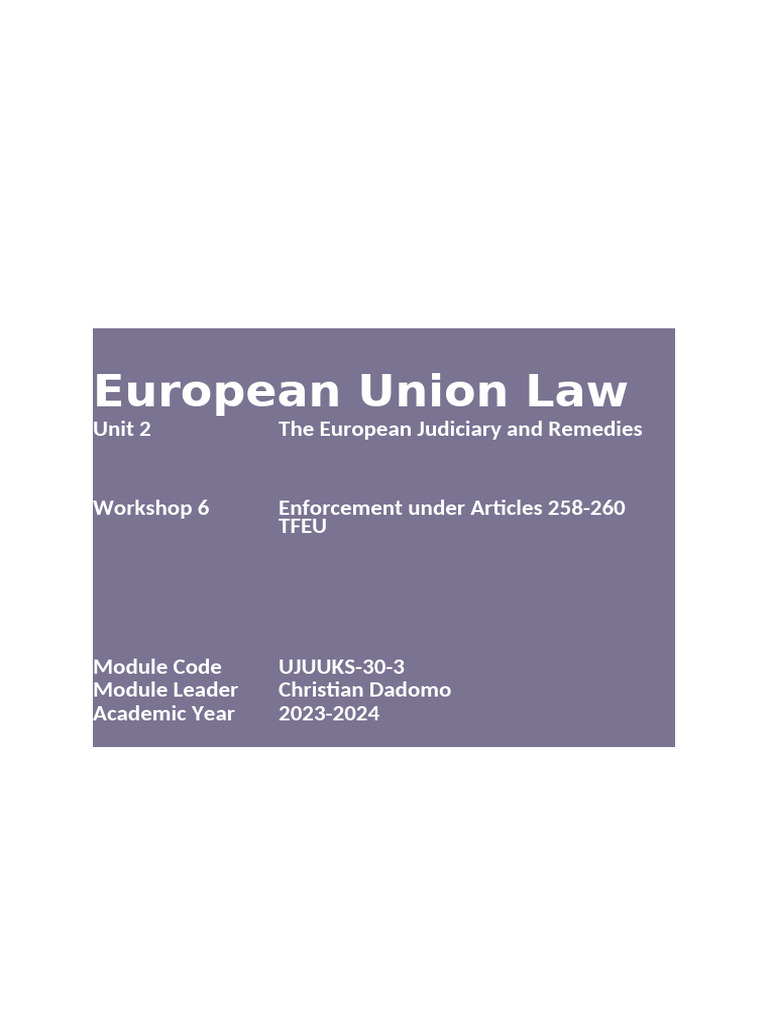Enforcement of Article 258 TFEU | PDF | Business