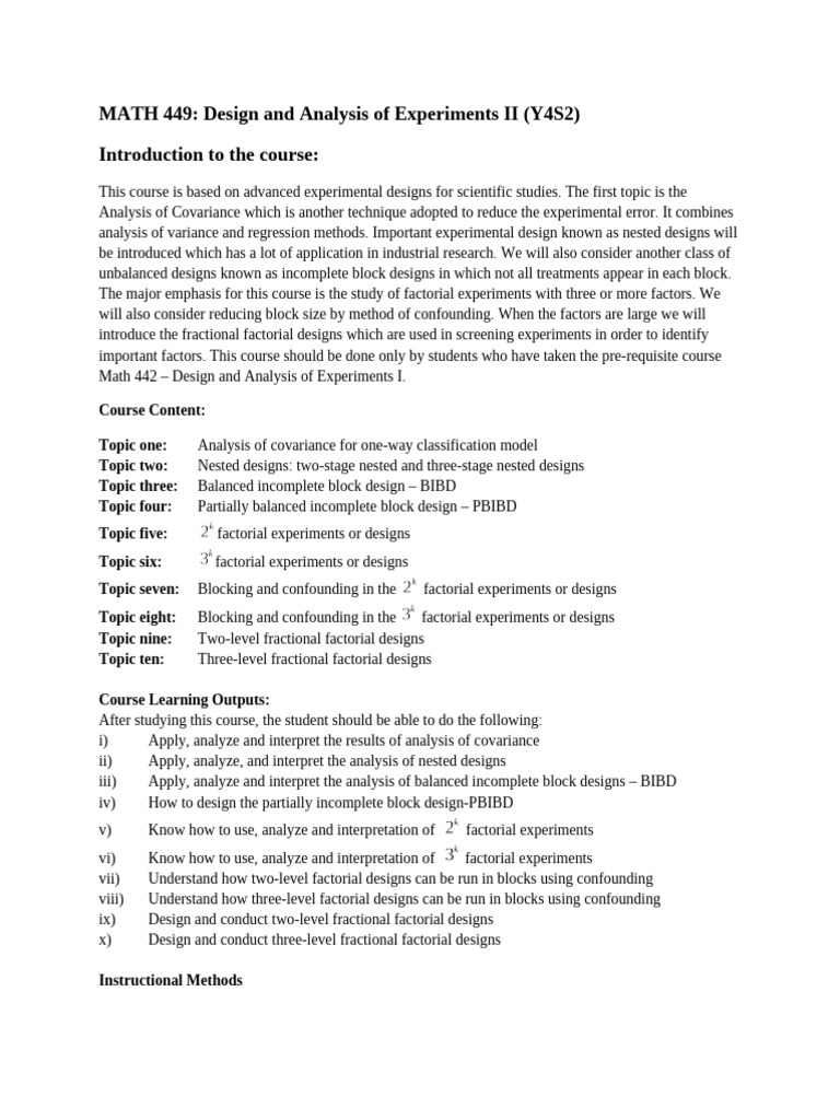 Math 449 Design Ii Notes - Part Ii | PDF | Errors And Residuals ...