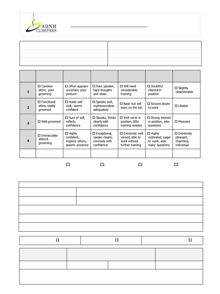 Interview Evaluation Form Template | PDF | Psychological Concepts ...