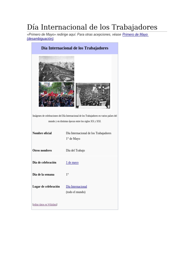 Día Internacional de Los Trabajadores | PDF | Labor | Abogacía