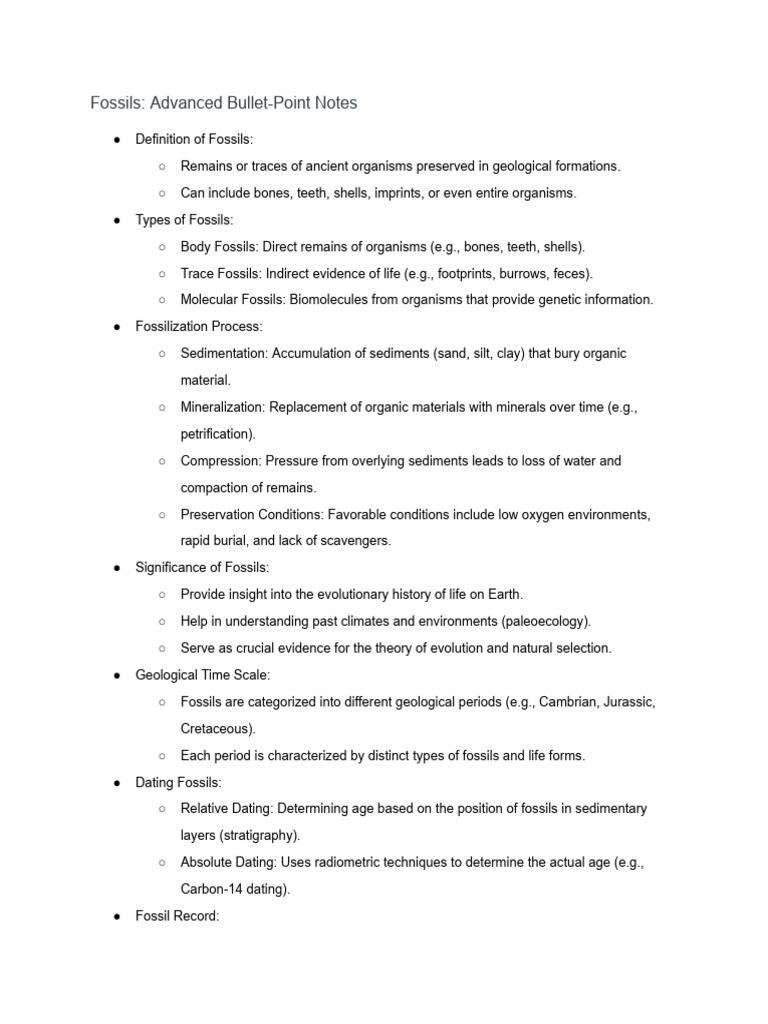 Comprehensive Guide to Fossils | PDF | Fossil | Paleontology