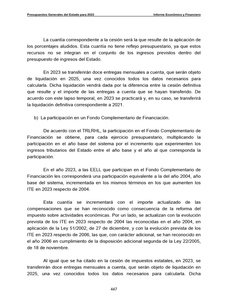 Presupuestos Generales Del Estado para 2023 Informe Económico y ...