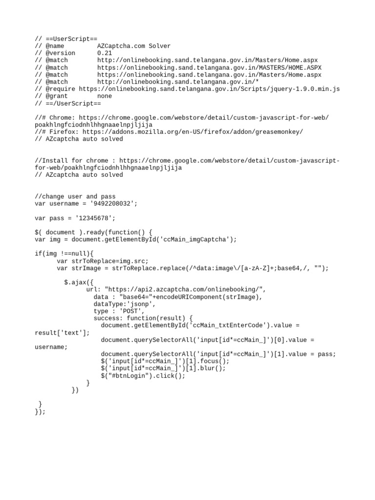 SSMMS Sand Booking Auto Solver Script | PDF | Data | Computing