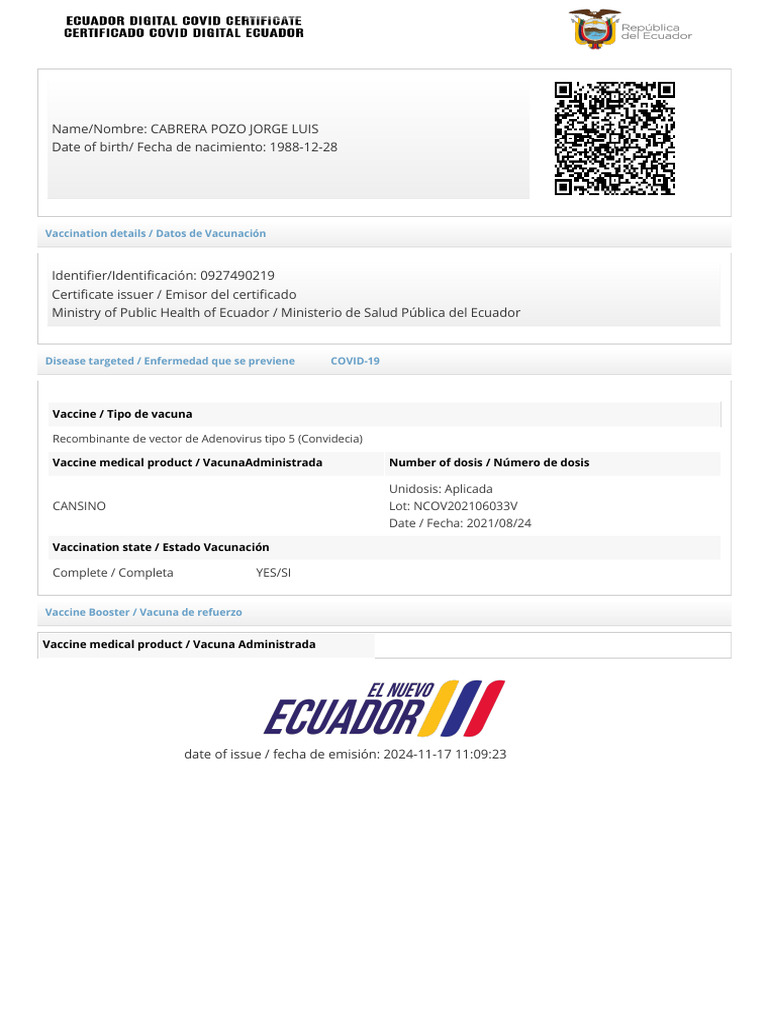 MSP HCU Certificadovacunacion0927490219 | PDF | Salud y bienestar
