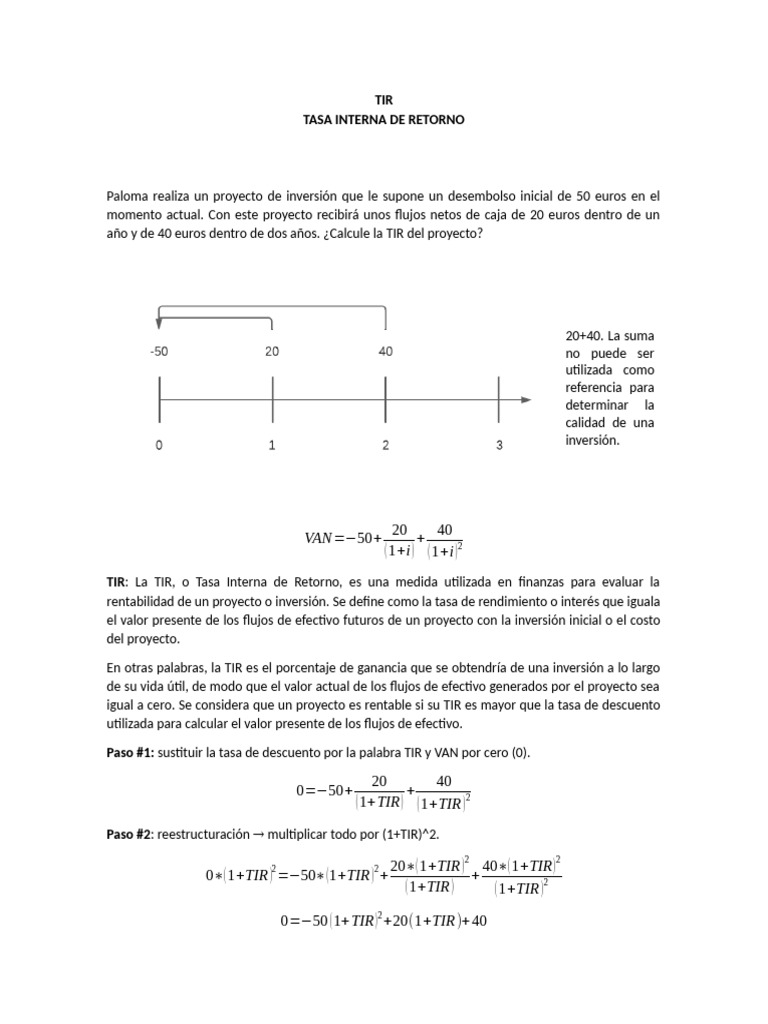 Cálculo de la Tasa Interna de Retorno | PDF | Tasa interna de retorno ...