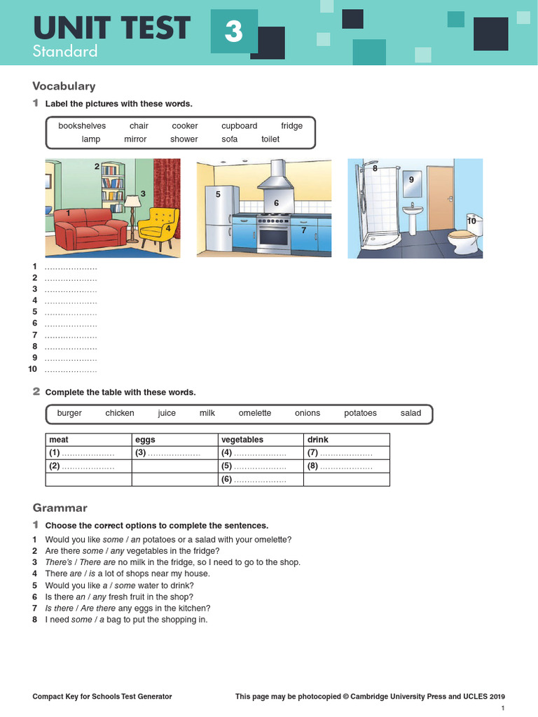 COMPACT KFS TG Unit Test 03 Standard | PDF | Cuisine | Foods