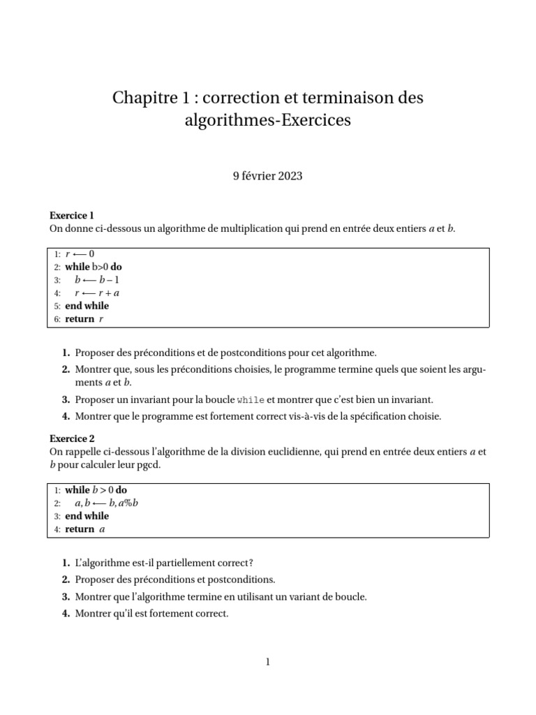 Invariants de boucle et correction d'algorithmes | PDF | Structure de ...