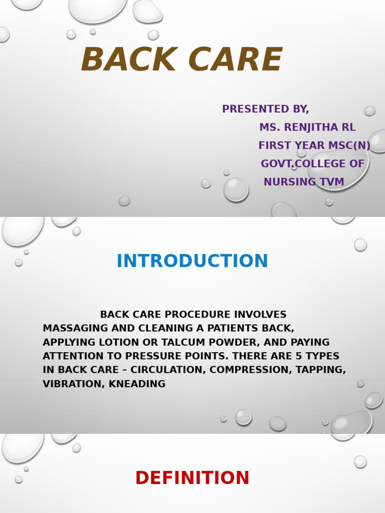 Back Care Procedure Overview | PDF