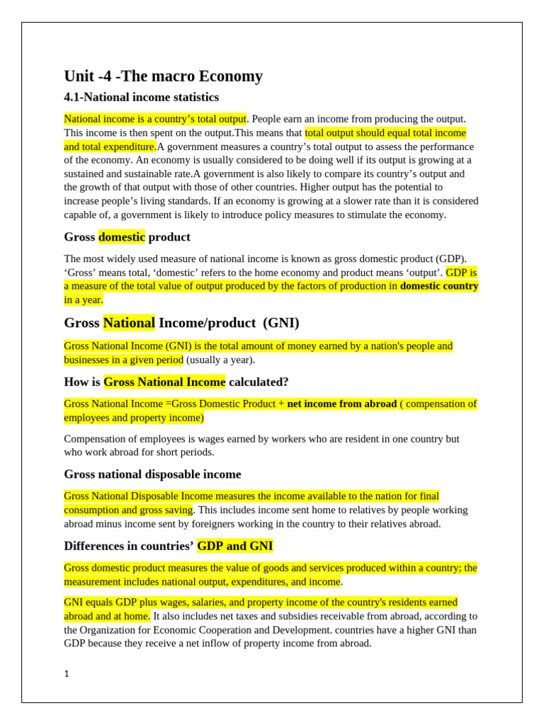Understanding National Income Metrics | PDF | Gross Domestic Product ...
