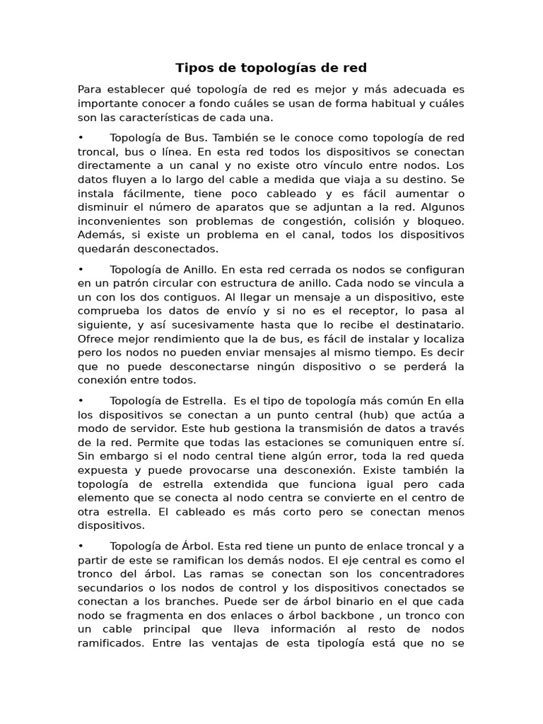 Topologias de Red | PDF | Topología de la red | Red de computadoras