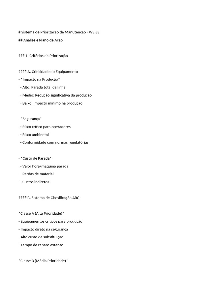 Sistema de Priorização de Manutenção WEISS | PDF | Tempo