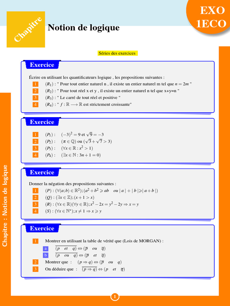 Exercices de logique mathématique | PDF | Logique mathématique ...