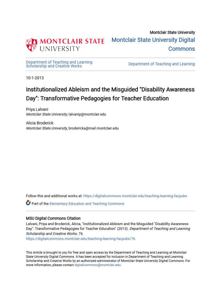 Institutionalized Ableism and The Misguided Disability Awareness | PDF ...