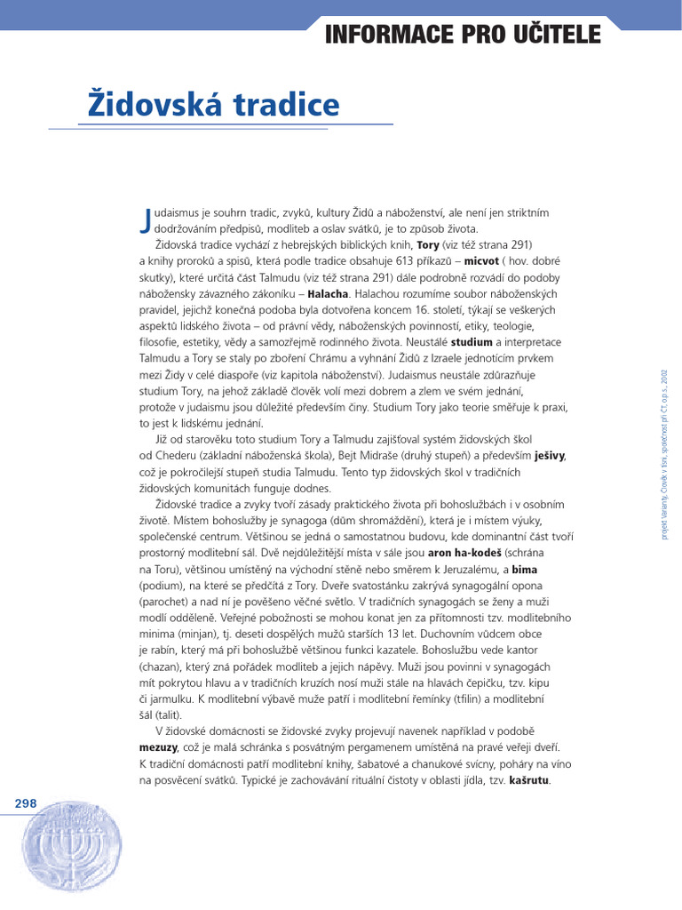 Židovská Tradice: Informace Pro Učitele | PDF
