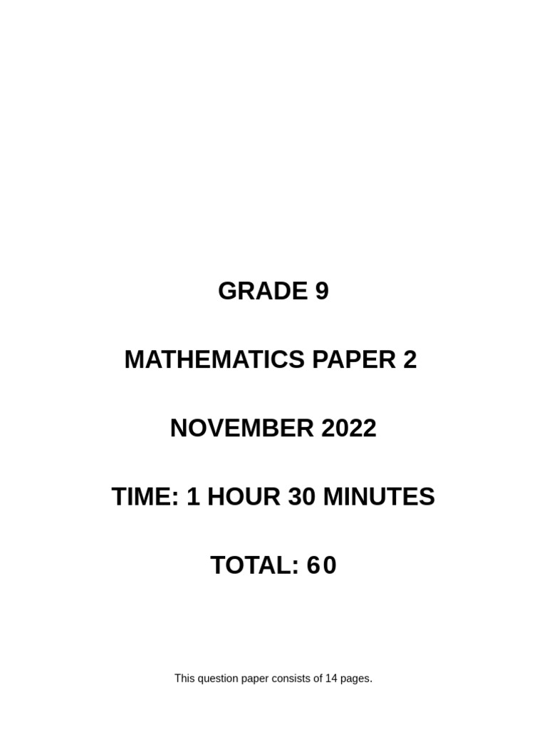 GRADE 9 MATHS PAPER 2 2020 visual data 4