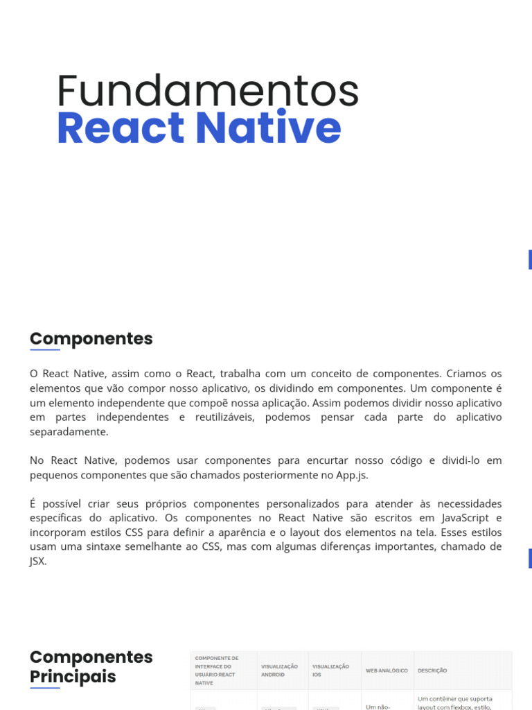 Fundamentos de Componentes no React Native | PDF | Aplicativo para ...