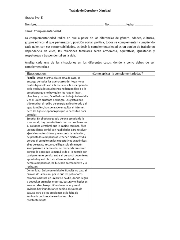Complementariedad en Derecho y Dignidad | PDF