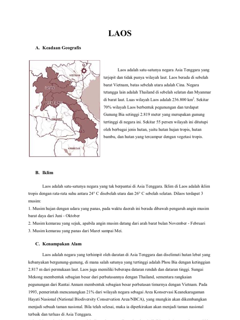 Sumber Daya Alam Negara Laos Belajar