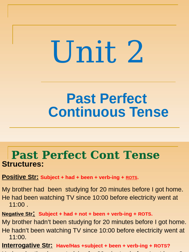 Past Perfect Continuous Tense Guide | PDF