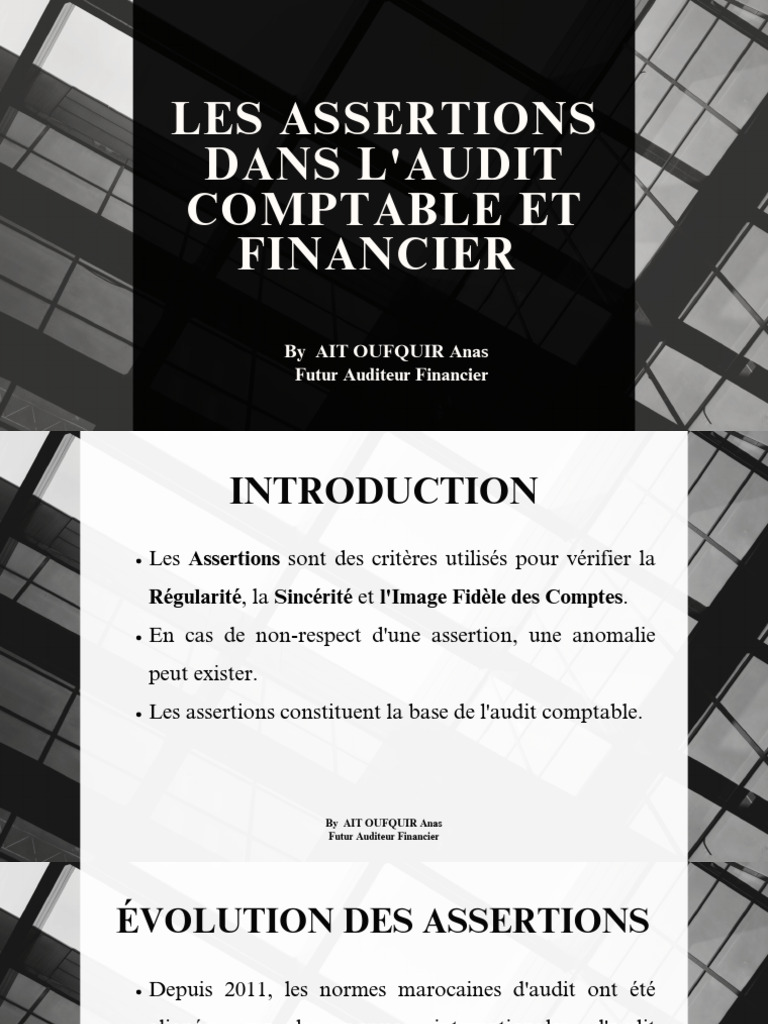 Les Assertions d'Audit Comptable | PDF | Audit financier | Comptabilité