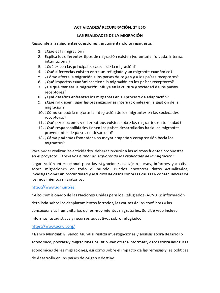 Realidades y Desafíos de la Migración | PDF | Migración humana | Refugiado
