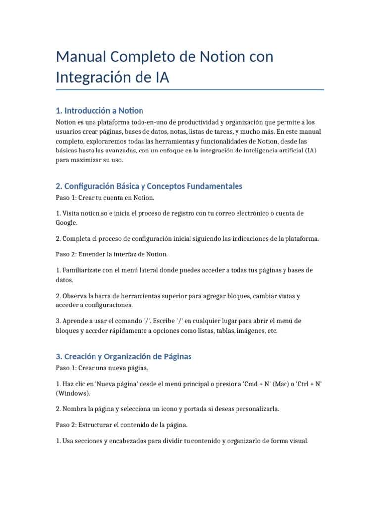 Manual Completo de Notion con IA | PDF | Inteligencia artificial ...