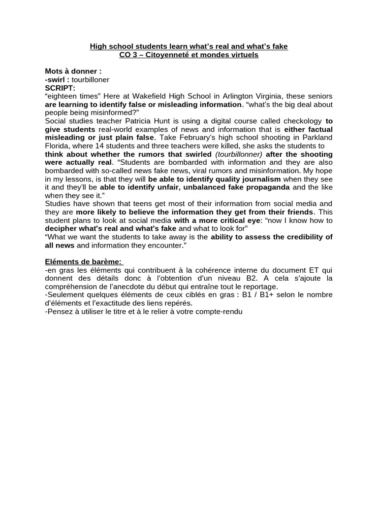 High School Students Combat Misinformation | PDF
